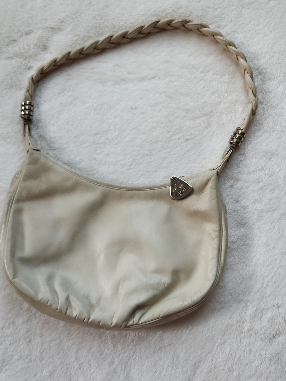 Vintage Morris Moskowitz Women’s Cream Hobo Braided Handle Shoulder Bag
